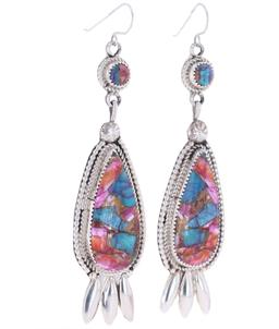 Navajo R. Sam Silver Mojave Turquoise Earrings