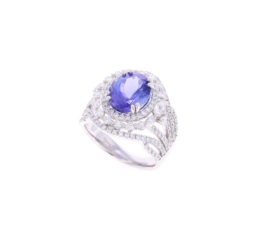 4.61ct Tanzanite & VS1 Diamond Platinum Ring