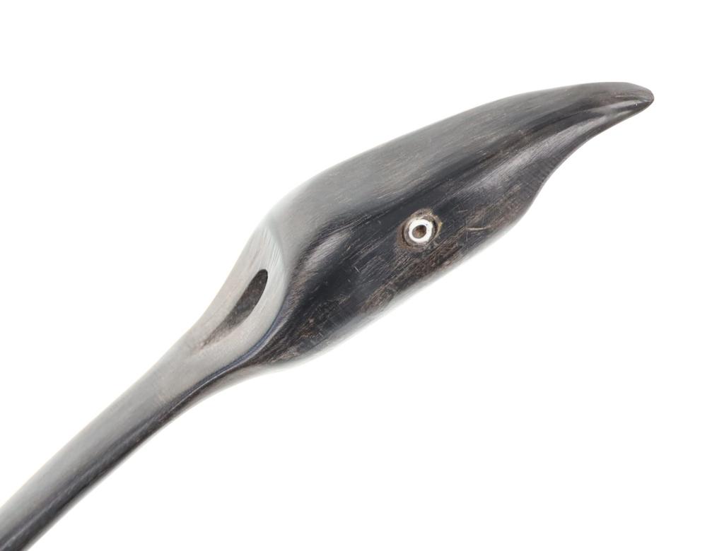 Lakota Sioux Buffalo Horn Carved Crane Bird Spoon