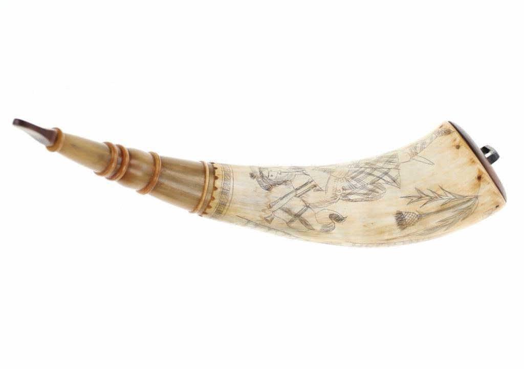 Beautiful Niall Redmond Scrimshaw Powder Horn 1745