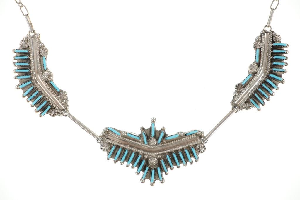 Navajo B. Wyaca Petite Point Turquoise Jewelry Set