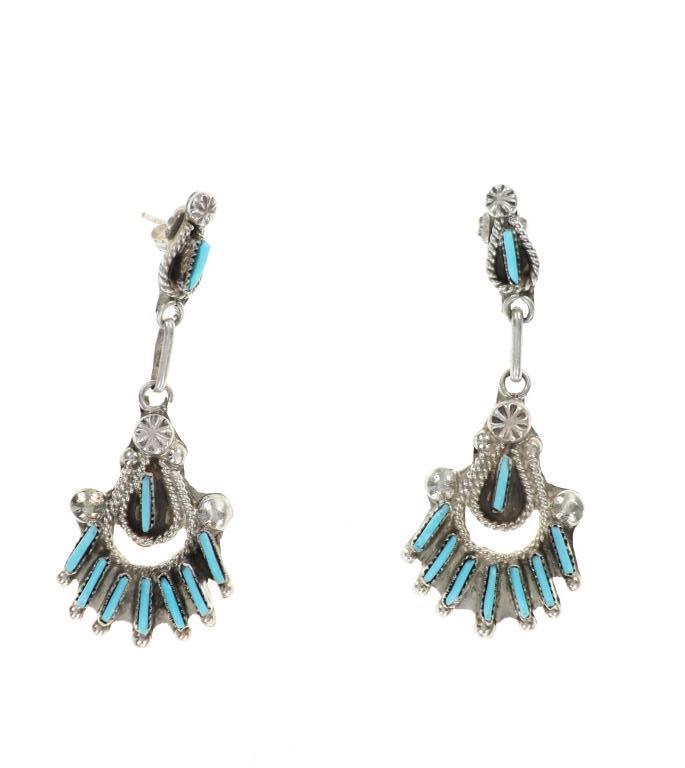 Navajo B. Wyaca Petite Point Turquoise Jewelry Set