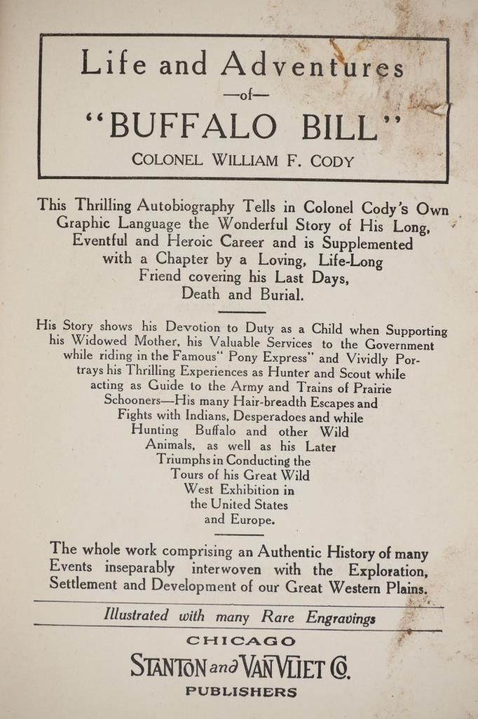 1917 1st Ed. "Life & Adventures of Buffalo Bill"