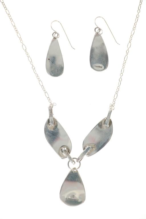 Navajo J. Begay Silver Larimar Necklace/ Earrings