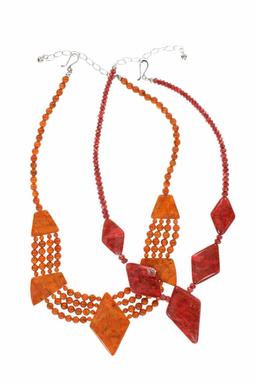 Orange & Red Jasper Polygonal Sphere Necklaces