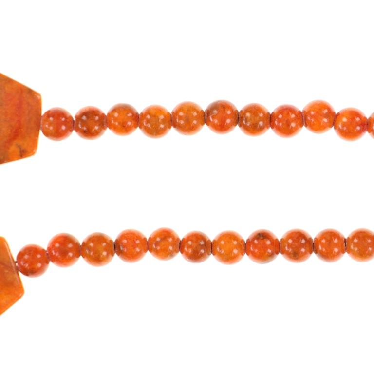 Orange & Red Jasper Polygonal Sphere Necklaces