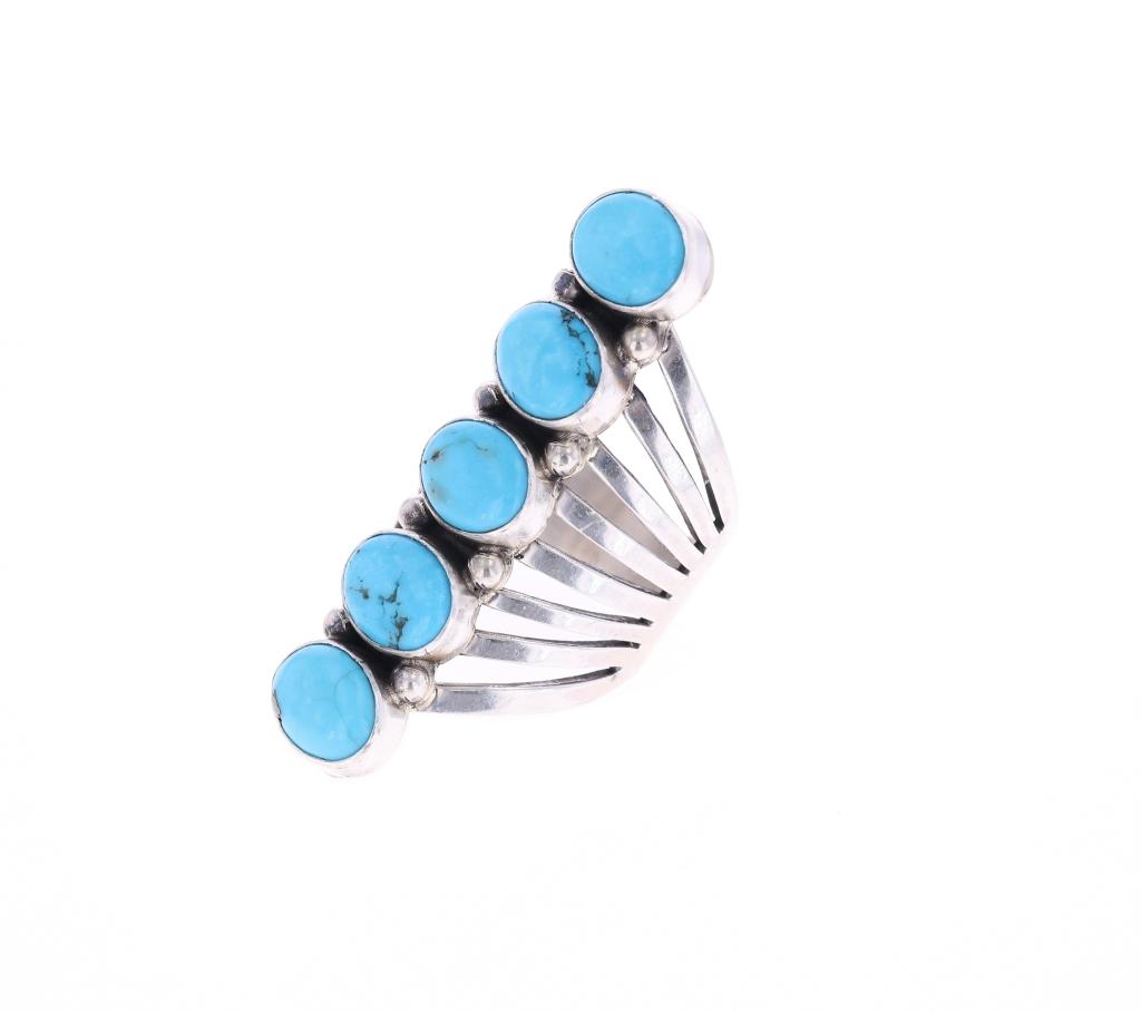 Navajo T. Yazzie Sterling Silver Turquoise Ring