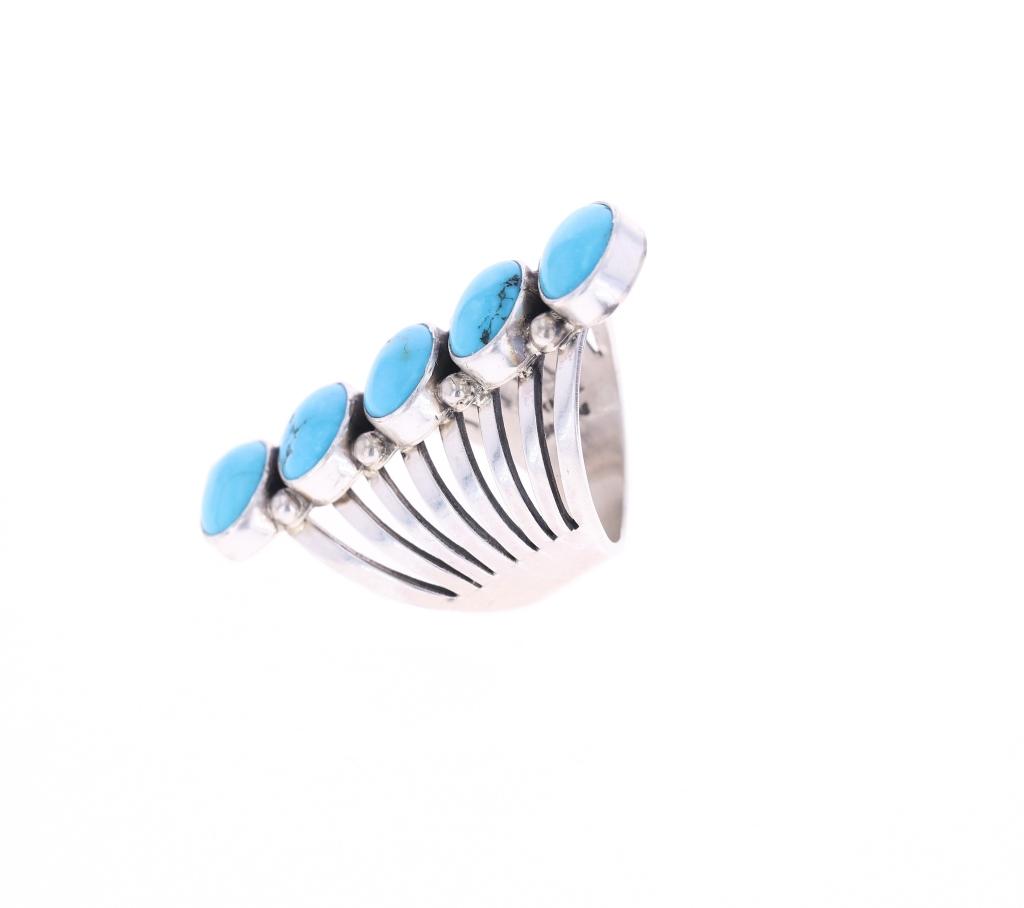 Navajo T. Yazzie Sterling Silver Turquoise Ring
