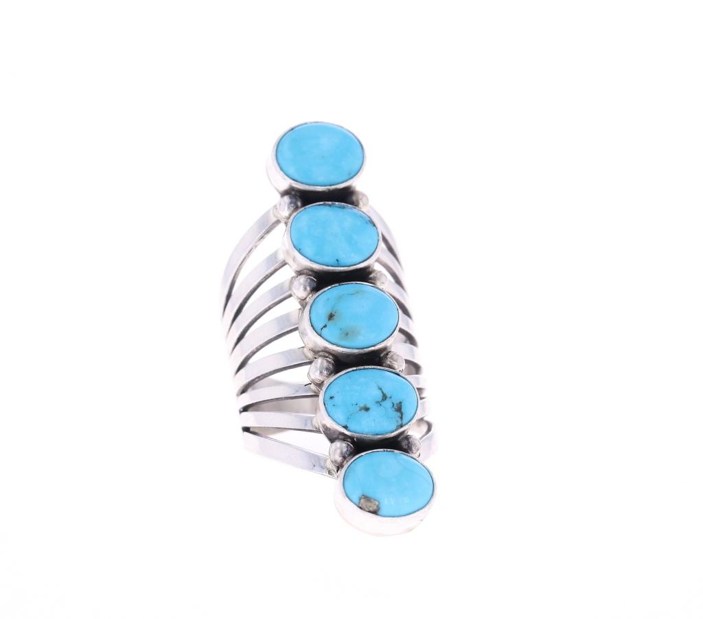 Navajo T. Yazzie Sterling Silver Turquoise Ring