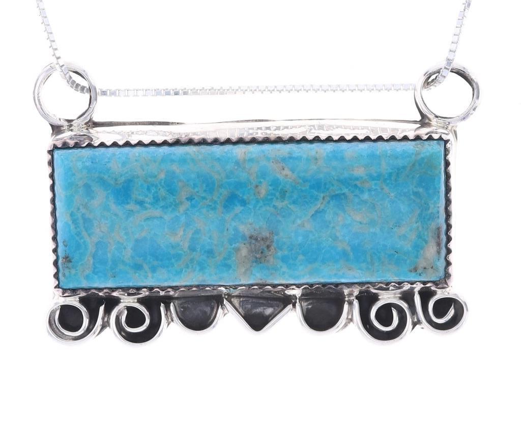 Navajo R. Skeet Sterling Silver Turquoise Necklace