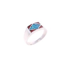 Zuni Sterling Silver Coral & Turquoise Inlay Rings