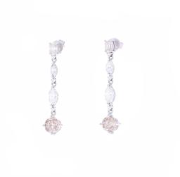 Opulent Diamond & 18k White Gold Dangle Earrings