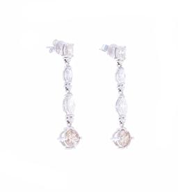 Opulent Diamond & 18k White Gold Dangle Earrings