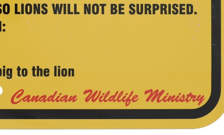 Mountain Lion Warning Sign from Canada