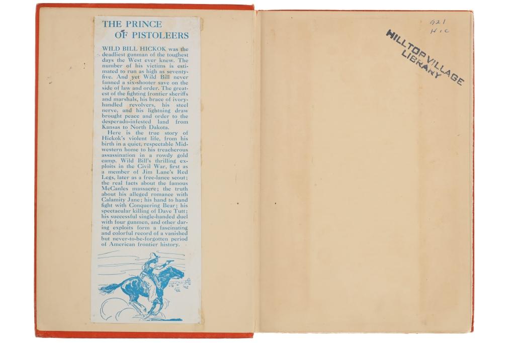 1926 1st Edition "Wild Bill Hickok" By F. Wilstach