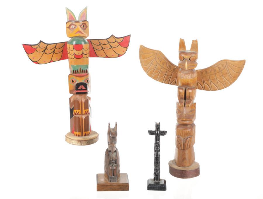 First Nations Pachena Indians Carved Totems c1980s