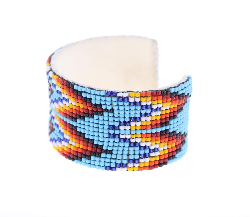 Navajo Copper Hide Trade Seed Bead Bracelet
