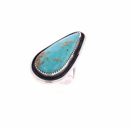 Navajo H. Tsosie Sterling Silver Turquoise Ring