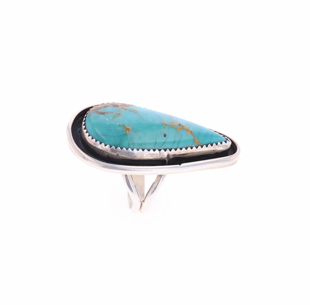 Navajo H. Tsosie Sterling Silver Turquoise Ring