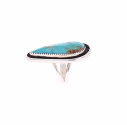 Navajo H. Tsosie Sterling Silver Turquoise Ring