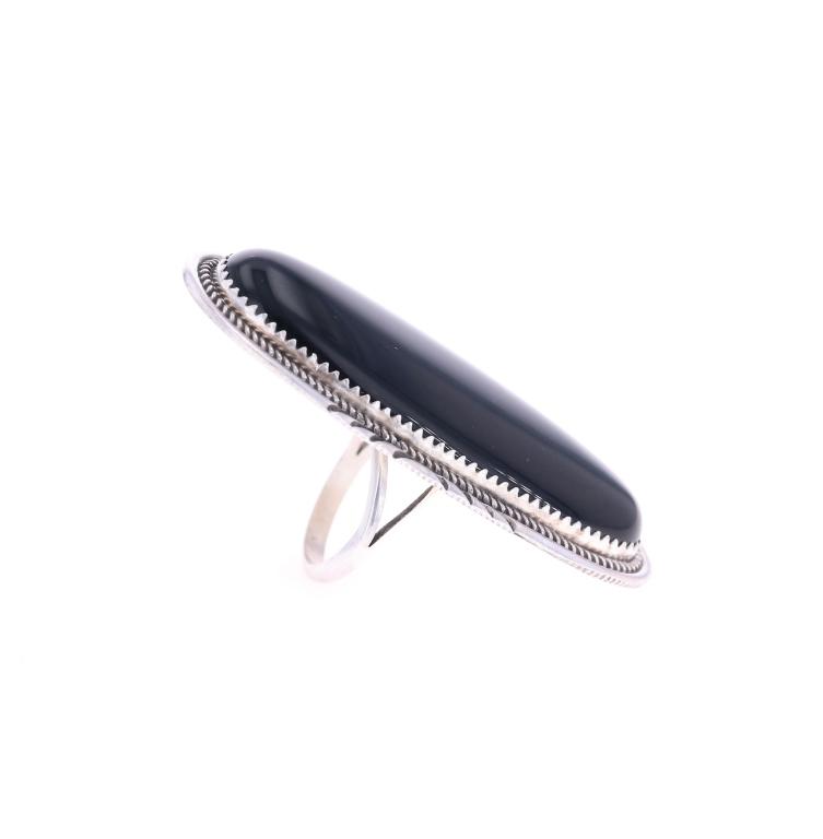 Navajo/ Dine Begaye Sterling Silver & Jet Ring