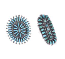 Zuni Needlepoint & Petit Point Turquoise Rings