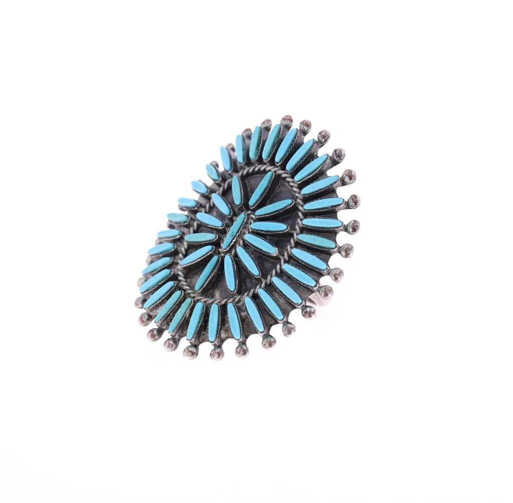 Zuni Needlepoint & Petit Point Turquoise Rings