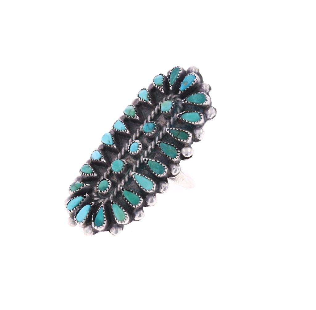 Zuni Needlepoint & Petit Point Turquoise Rings