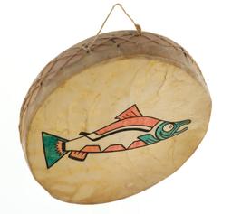 Pacific Northwest Polychrome Salmon Drum c. 1960s