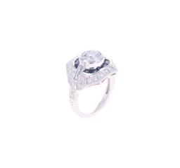 Sapphire & VS1 Diamond PT950 Platinum Ring