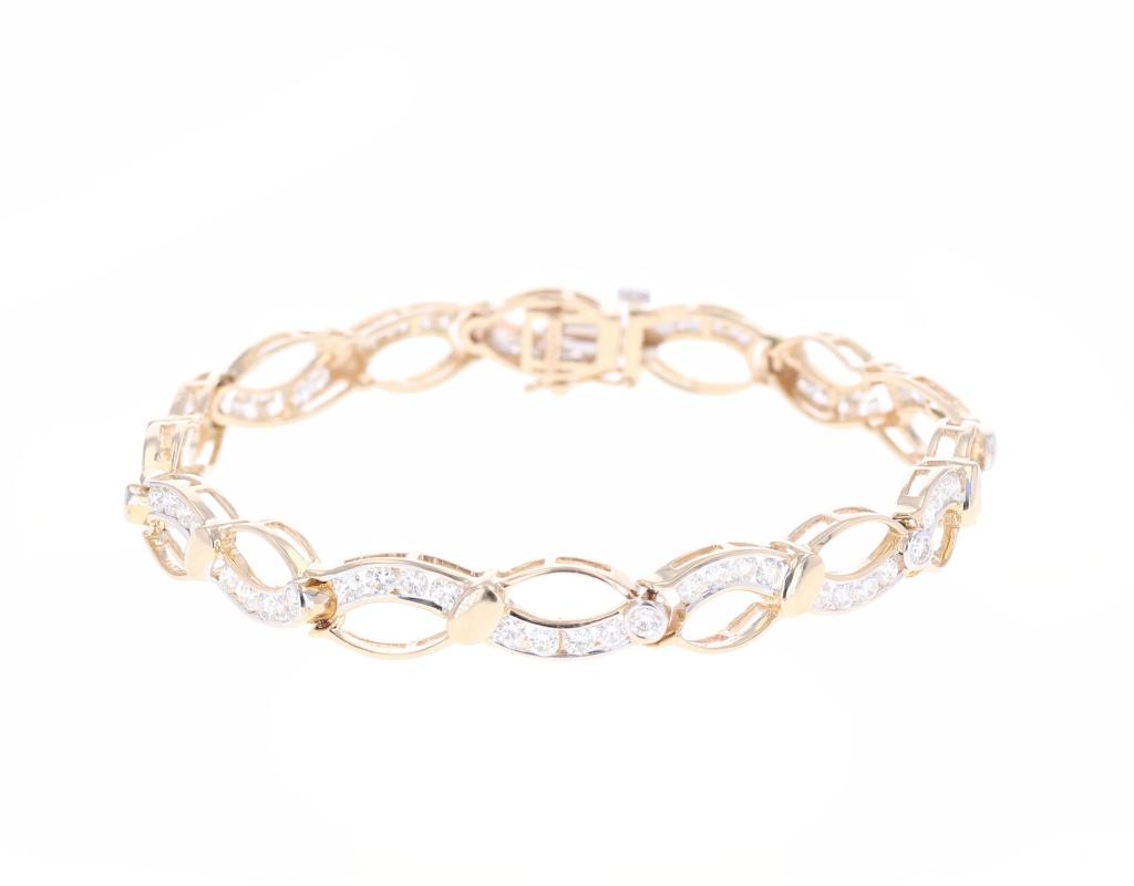 3.26ct Diamond & 14k Yellow Gold Infinity Bracelet