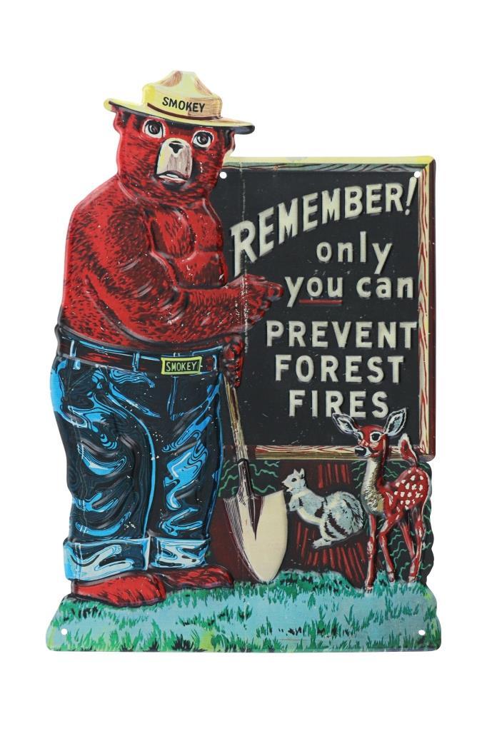 Smokey The Bear Embossed Polychrome Sign