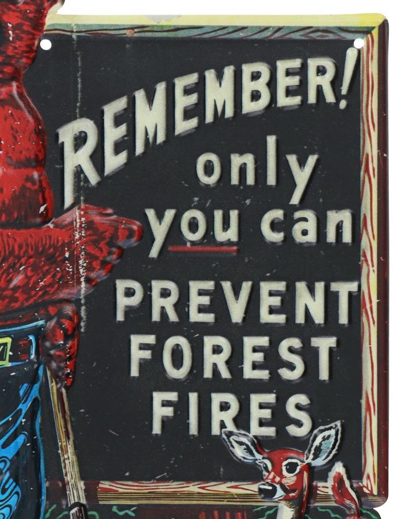 Smokey The Bear Embossed Polychrome Sign