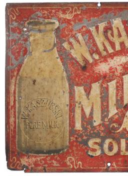 W. Kaszubski Pasteurized Milk & Cream sign 1920s