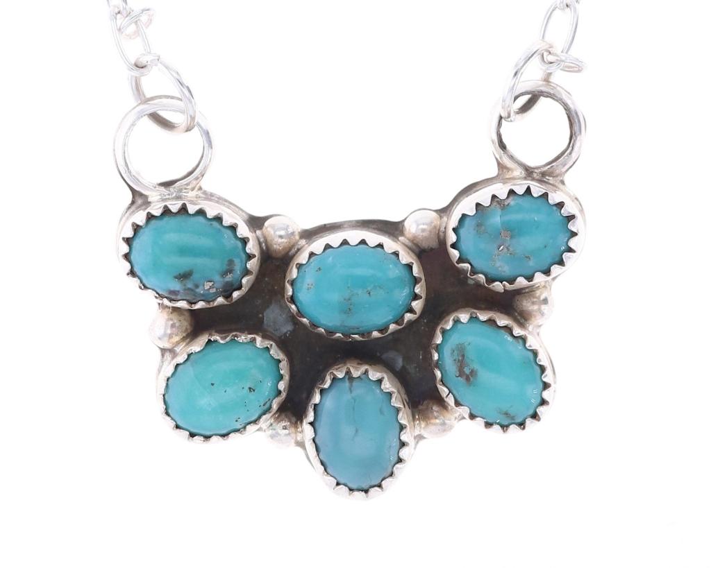 Navajo R. Sam Sterling Silver Turquoise Necklace