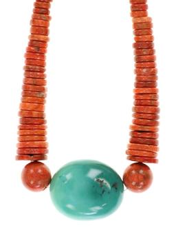 Red Jasper & Large Turquoise Graduated Necklace