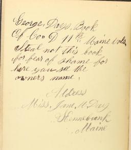 11th Maine Civil War Diary - George Days c. 1865