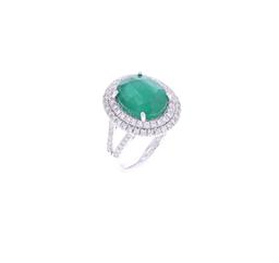 6.63ct Emerald & VS2 Diamond PT950 Platinum Ring