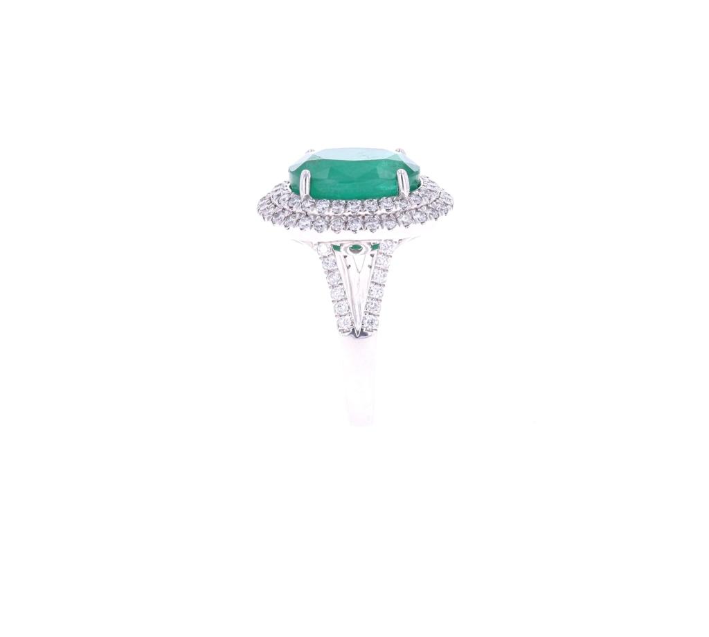 6.63ct Emerald & VS2 Diamond PT950 Platinum Ring