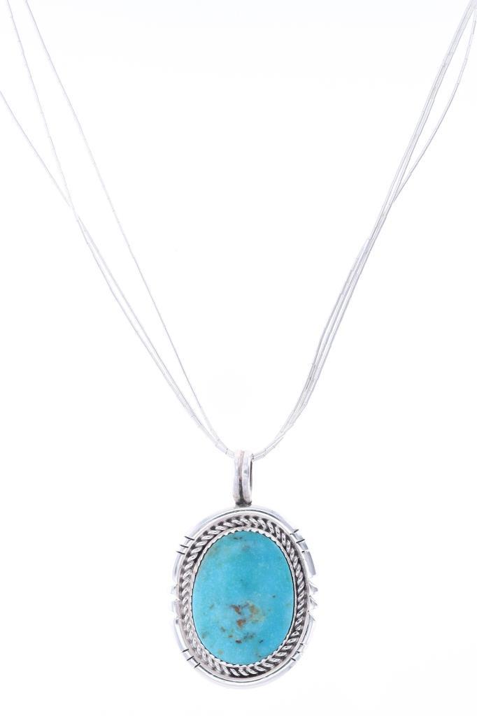 Navajo R. Sam Sterling Silver Turquoise Necklace