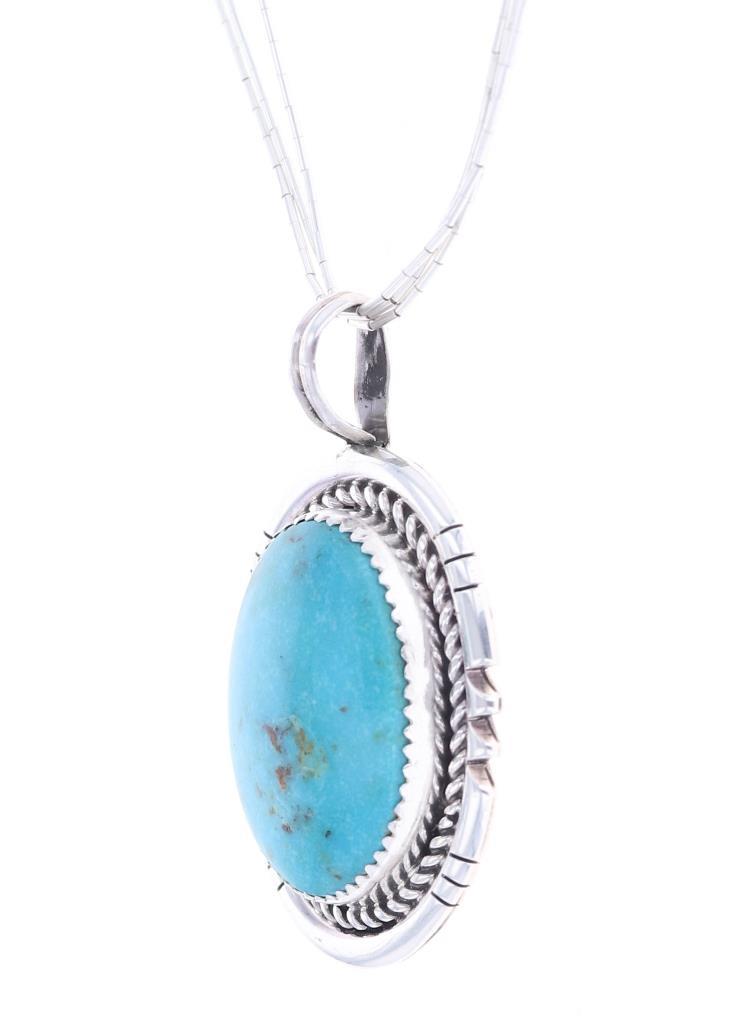 Navajo R. Sam Sterling Silver Turquoise Necklace