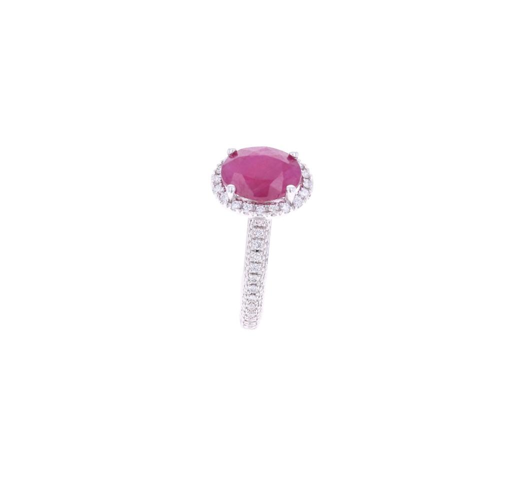 3.00ct Ruby & VS2 Diamond 14k White Gold Ring