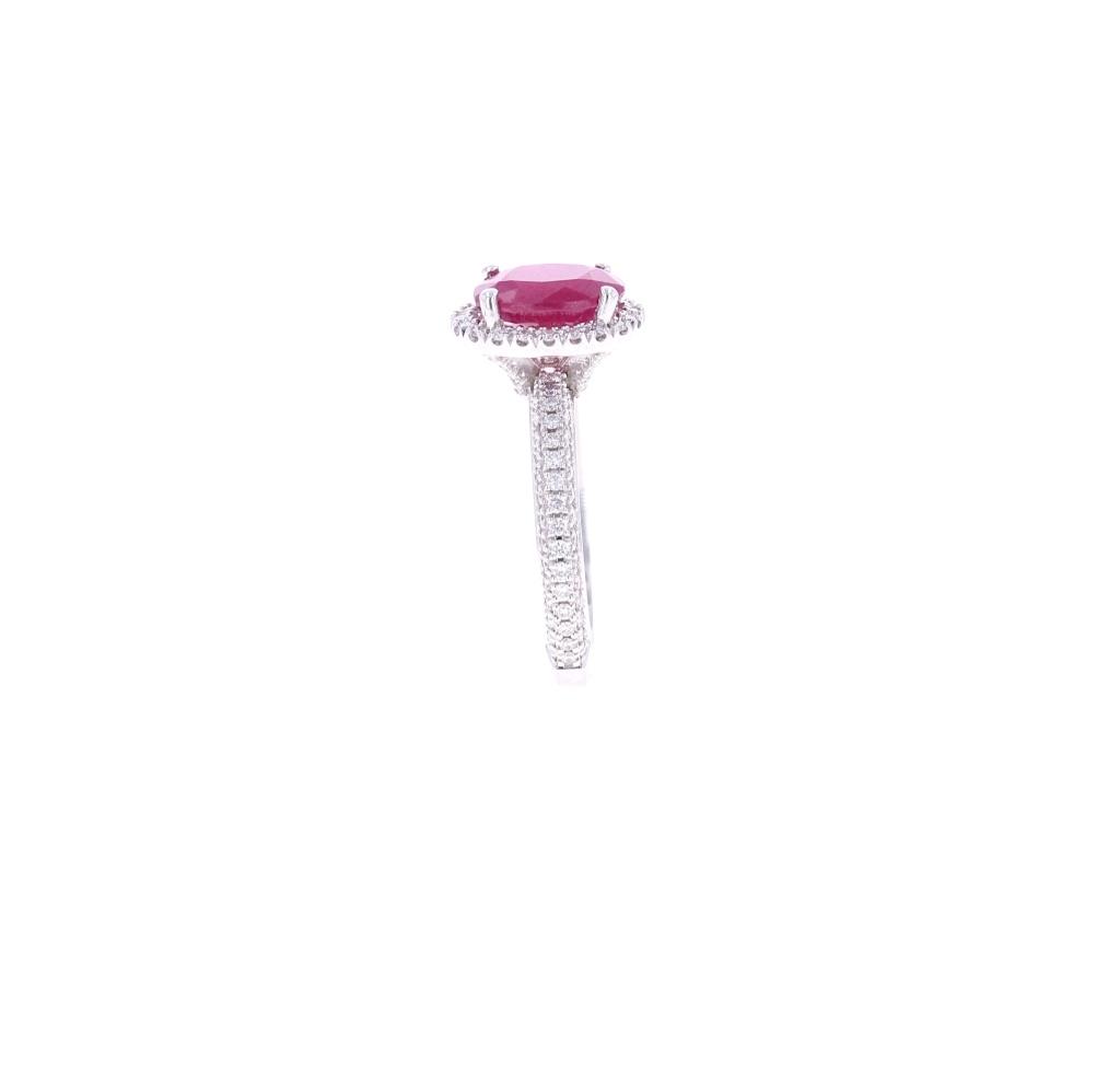 3.00ct Ruby & VS2 Diamond 14k White Gold Ring