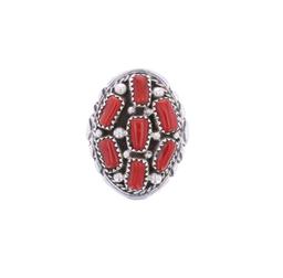 Navajo Chee Sterling Silver Red Branch Coral Ring