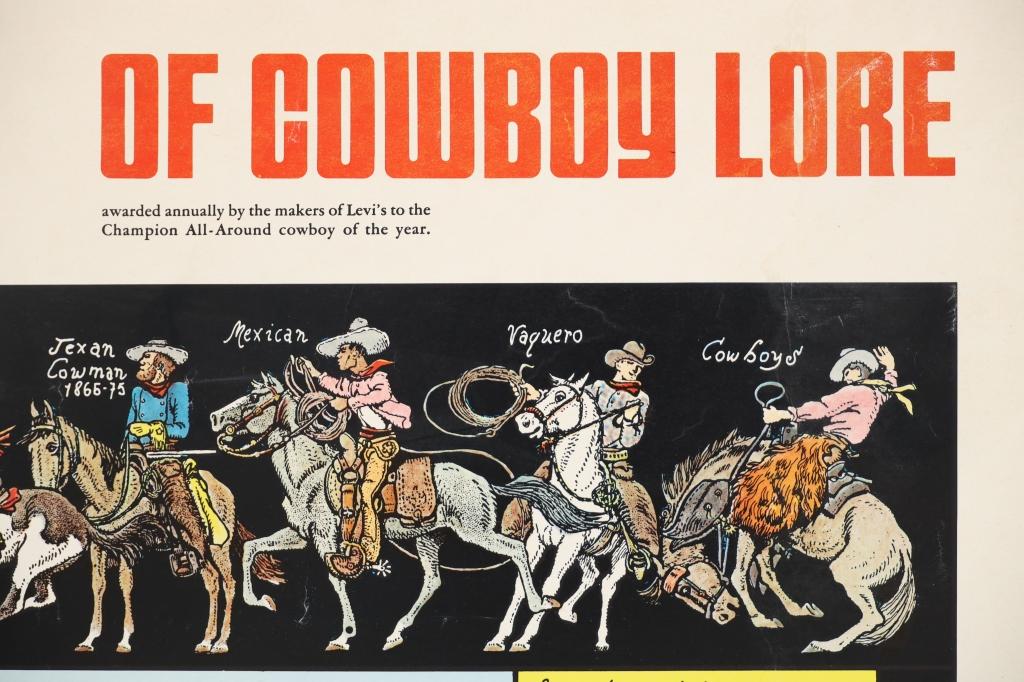 "Levi's Round Up of Cowboy Lore" Rare Poster 1950s