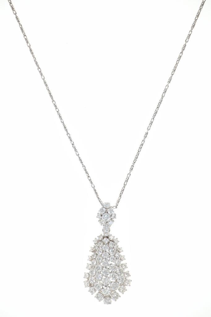 VS2 Diamond Cluster & 14k White Gold Necklace