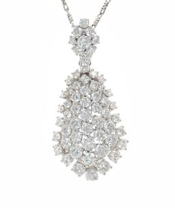 VS2 Diamond Cluster & 14k White Gold Necklace