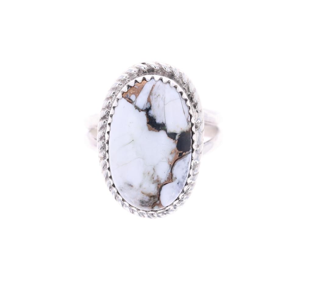 Navajo Jennifer Begay White Buffalo Turquoise Ring