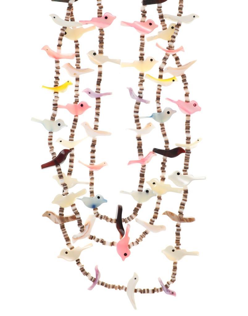 Zuni Triple Strand Bird Fetish Necklace