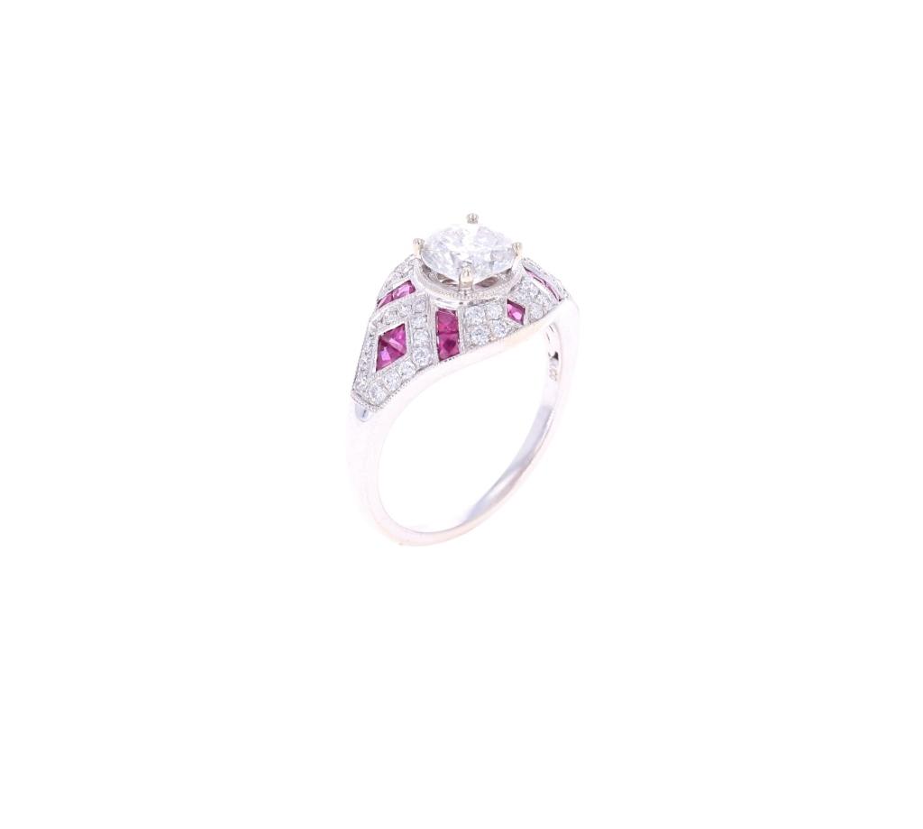 0.63cts Ruby & VS2 Diamond 14k White Gold Ring